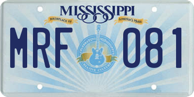 MS license plate MRF081