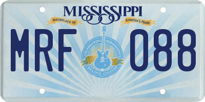 MS license plate MRF088