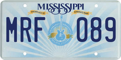 MS license plate MRF089