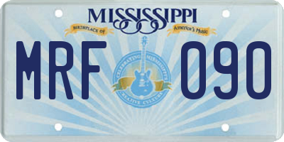 MS license plate MRF090