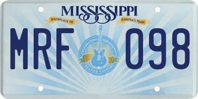 MS license plate MRF098