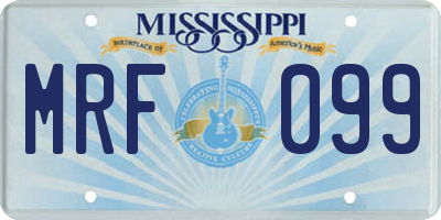 MS license plate MRF099