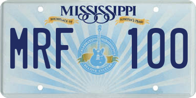 MS license plate MRF100