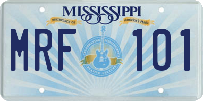 MS license plate MRF101