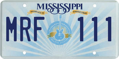 MS license plate MRF111
