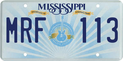 MS license plate MRF113
