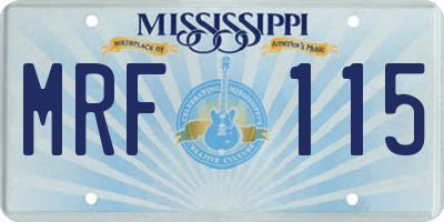 MS license plate MRF115