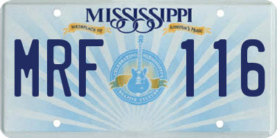 MS license plate MRF116