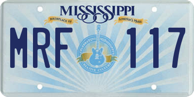 MS license plate MRF117