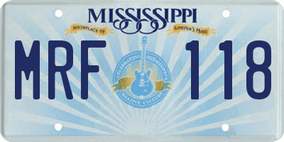 MS license plate MRF118