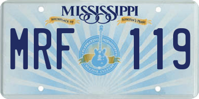 MS license plate MRF119