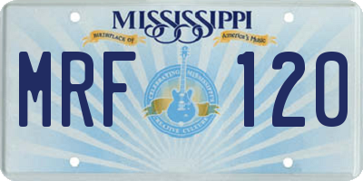 MS license plate MRF120