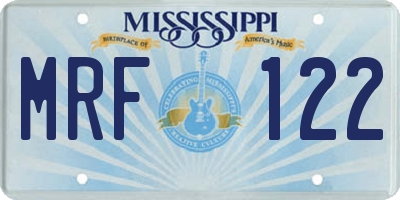 MS license plate MRF122