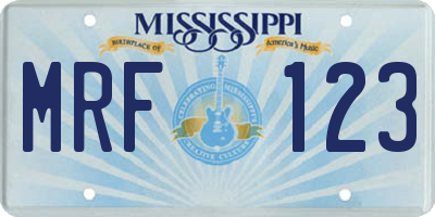 MS license plate MRF123