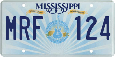 MS license plate MRF124