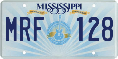 MS license plate MRF128