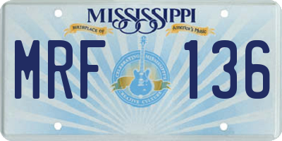 MS license plate MRF136