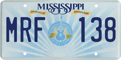 MS license plate MRF138