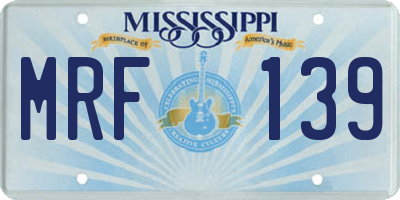 MS license plate MRF139