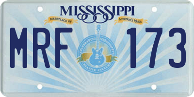 MS license plate MRF173