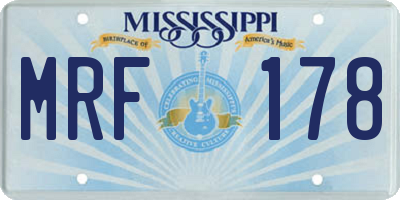 MS license plate MRF178
