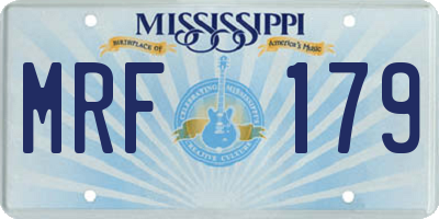 MS license plate MRF179