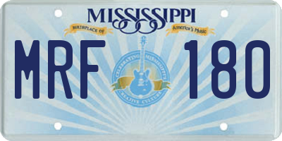 MS license plate MRF180