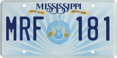 MS license plate MRF181