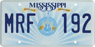 MS license plate MRF192