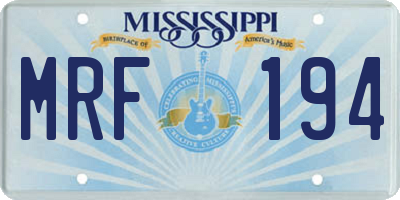 MS license plate MRF194
