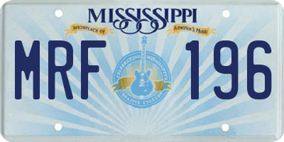 MS license plate MRF196