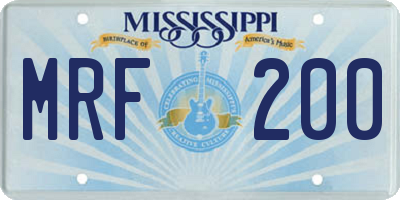 MS license plate MRF200