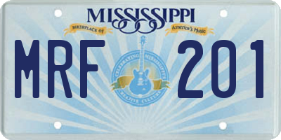 MS license plate MRF201