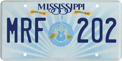 MS license plate MRF202