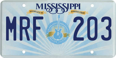MS license plate MRF203