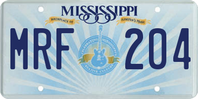 MS license plate MRF204