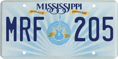 MS license plate MRF205
