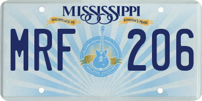 MS license plate MRF206