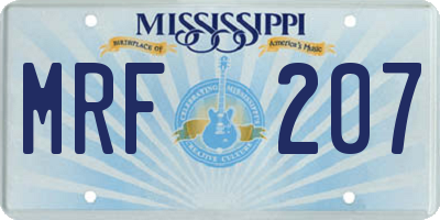 MS license plate MRF207