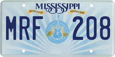 MS license plate MRF208