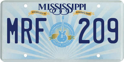 MS license plate MRF209