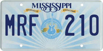 MS license plate MRF210