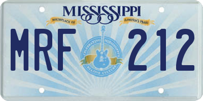 MS license plate MRF212