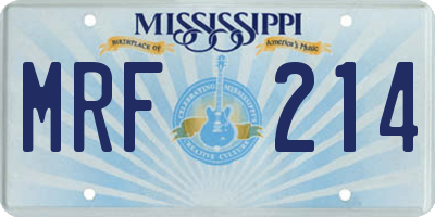 MS license plate MRF214