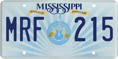 MS license plate MRF215
