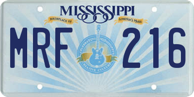 MS license plate MRF216