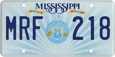 MS license plate MRF218