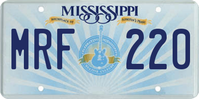 MS license plate MRF220