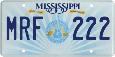 MS license plate MRF222