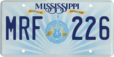 MS license plate MRF226